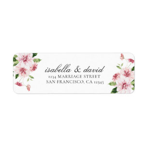 Rosa Blommigt, sommartid, Elegant Romantic Returad Returadress Etikett