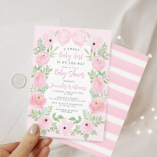 Rosa blommigt, söt buho chic flicka dusch inbjudningar