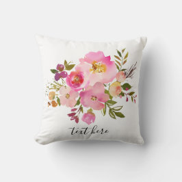 rosa blommigt, söt, romsk vattenfärgsblomma. kudde