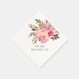 rosa blommigt, söt, romsk vattenfärgsblomma. pappersservett