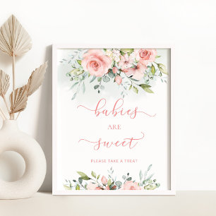 rosa blommigt Spädbarn är sött Poster