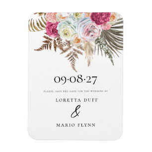 Rosa Blommigt Spara datum Magnet