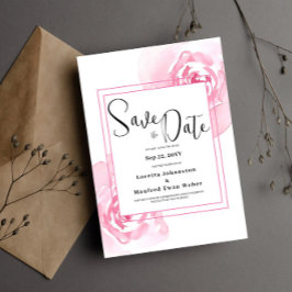 Rosa Blommigt Spara datuminbjudan Inbjudningar