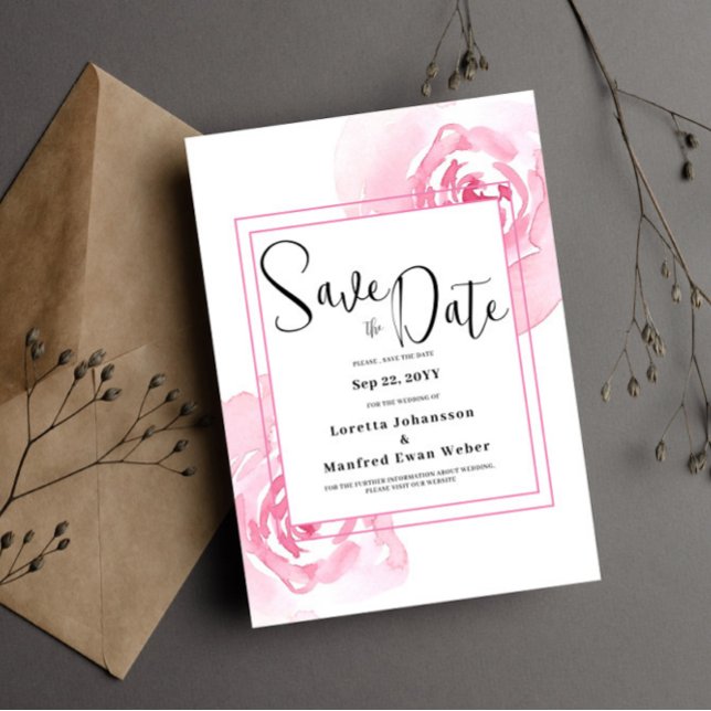 Rosa Blommigt Spara datuminbjudan Inbjudningar (Skapare uppladdad)