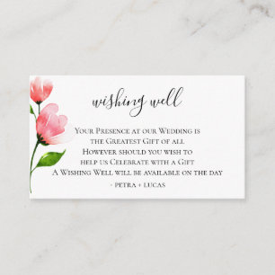 Rosa Blommigt Stem Bröllop Wishing well Tilläggskort