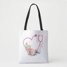 Rosa Blommigt Stethoscope Heart Caregiver