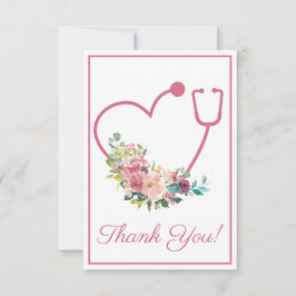 Rosa Blommigt Stetoscope Hjärtat Tack