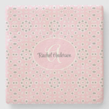 Rosa blommigt Stone Underlägg