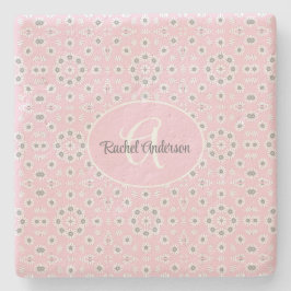 Rosa blommigt Stone Underlägg