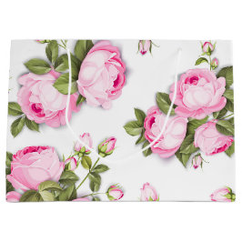 Rosa Blommigt Stor Gift Bag