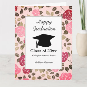 Rosa Blommigt Studenten, klass 2025 Kort