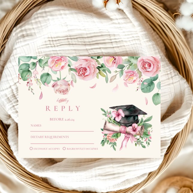 Rosa Blommigt Studenten OSA Kort (Skapare uppladdad)