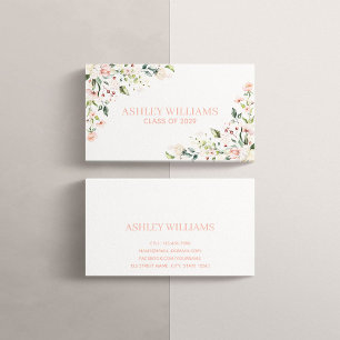 Rosa Blommigt Studenten Watercolor Namn Card Namn Visitkort