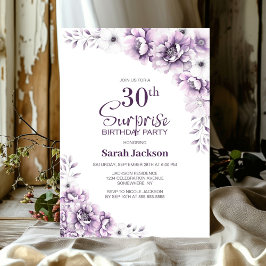 Rosa Blommigt Surprise 30års födelsedag Party Inbjudningar