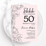 Rosa Blommigt Surprise 50:e födelsedagen Inbjudningar<br><div class="desc">rosa och svart överraskning,  50-årsinbjudan. Modern feminin design har botaniska accenter och typsnitt för skrivstil. Elegant blommigt inbjudan-kortets perfekt för en snyggt kvinna som överraskades dagen firande. Skrivna Zazzle-inbjudningar eller digital utskrivbar mall för omedelbar nedladdning.</div>
