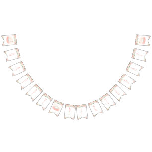 Rosa Blommigt Svan Princess Grattis på födelsedage Vimplar