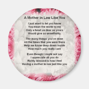 Rosa Blommigt - Svärmor Dikt Magnet