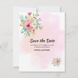 Rosa Blommigt Sweet 16 Flat Save the Date Card Spara Datumet
