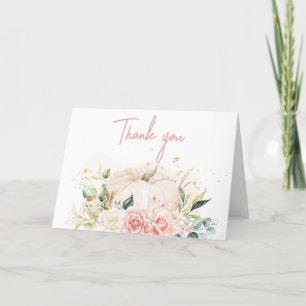 Rosa Blommigt Sweet Little Pumpkin Baby Shower Tack Kort