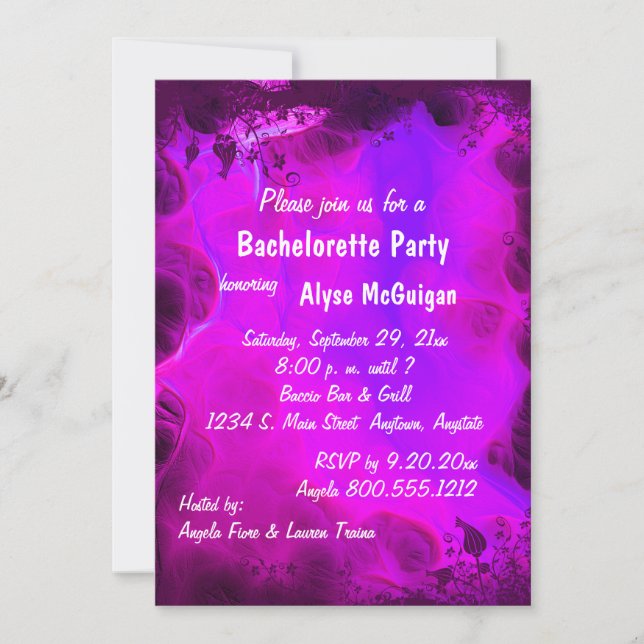 Rosa Blommigt Swirl Bachelorette-partiets inbjudan (Framsida)