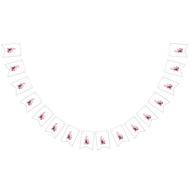 Rosa Blommigt Swirl ・ Elegant Embroidery Art Vimplar (Alla)