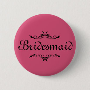 Rosa Blommigt Swirl Gräns Bridesmaid Knapp