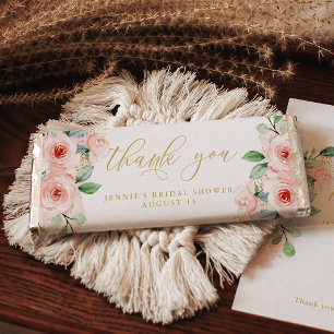 Rosa Blommigt Tack Candy Pub Favor Wrapper