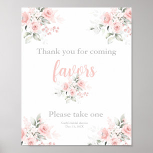 Rosa blommigt tack för att du kom och poster