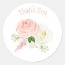 Rosa Blommigt  Tack för vattenfärg