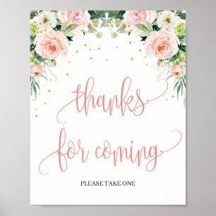  rosa blommigt tack vare att du kommer med ett tec poster