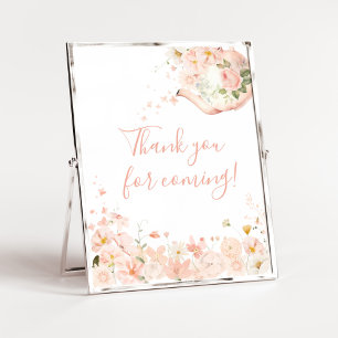 Rosa Blommigt Tea för två tack för att du kom Poster