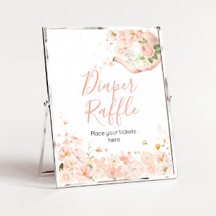 Rosa Blommigt Tea for Two Baby Shower Diaper Raffl Poster