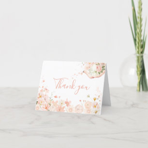 Rosa Blommigt Tea for Two Baby Shower Tack Kort