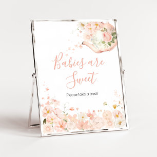 Rosa Blommigt Tea for Two Spädbarn är Sweet Poster
