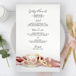Rosa Blommigt Tea Kopp med Pearls Bröllop Menu