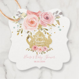  Rosa Blommigt Tea Party Baby Shower Tack Gåvor Etiketter