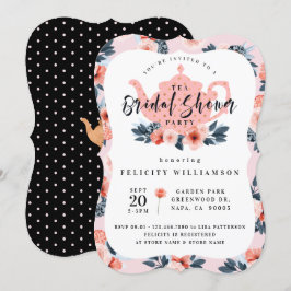 Rosa Blommigt Tea Party Inbjudningskort för möhipp