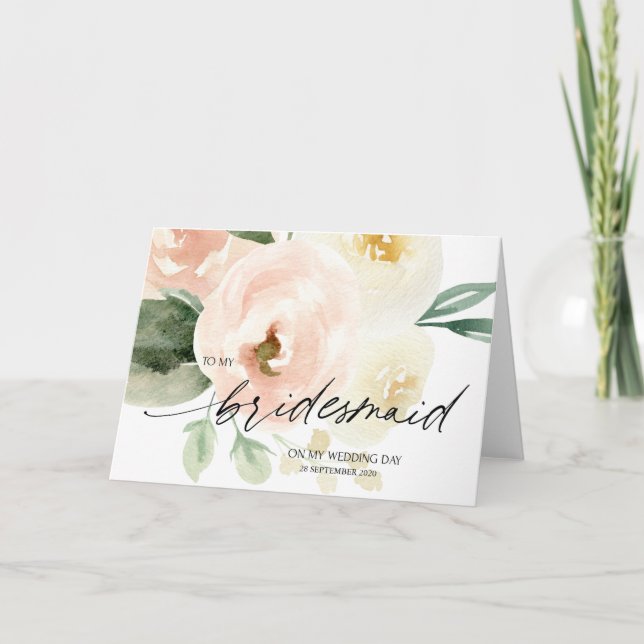 Rosa Blommigt till min Bridesmaid på min Bröllop Kort (Framsida)