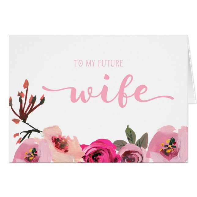 Rosa blommigt till mitt framtida frubröllopkort hälsningskort (Framsidan Horizontal)