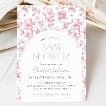 Rosa Blommigt Toile Girl Baby Shower