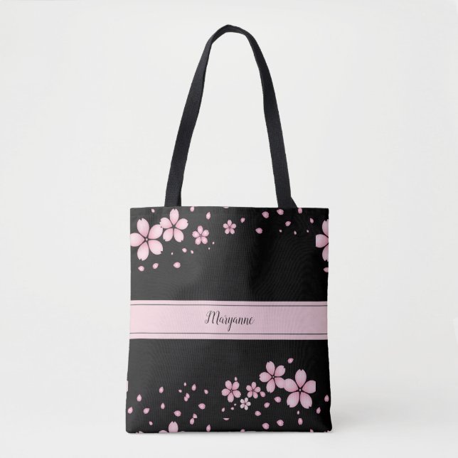 Rosa Blommigt Tote Bag Tygkasse (Framsida)