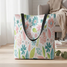 Rosa Blommigt Tote Bag Tygkasse