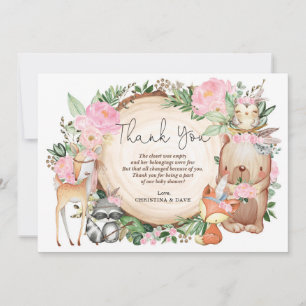 Rosa Blommigt Tribal Woodland Baby Shower Tack Kort