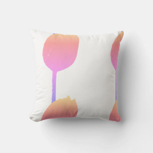 Rosa Blommigt Tulips Flowers Abstrakt Artsy White Kudde