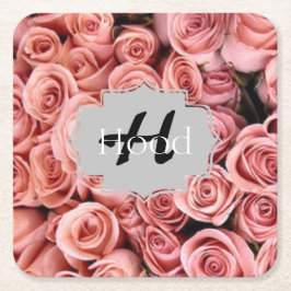 Rosa Blommigt Underlägg Papper Kvadrat