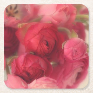Rosa Blommigt Underlägg Papper Kvadrat