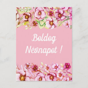 Rosa blommigt - Ungerns namn dag Vykort
