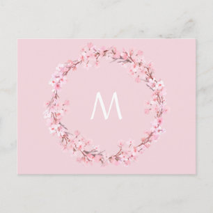 Rosa blommigt Utandning brev monogram vykort
