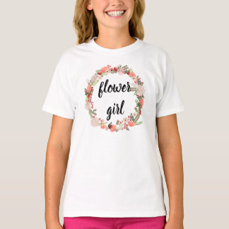 Rosa Blommigt Utandning Flower Girl Top with Bröll T-shirt