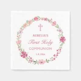 Rosa Blommigt Utandning Första kommissionen Pappersservett